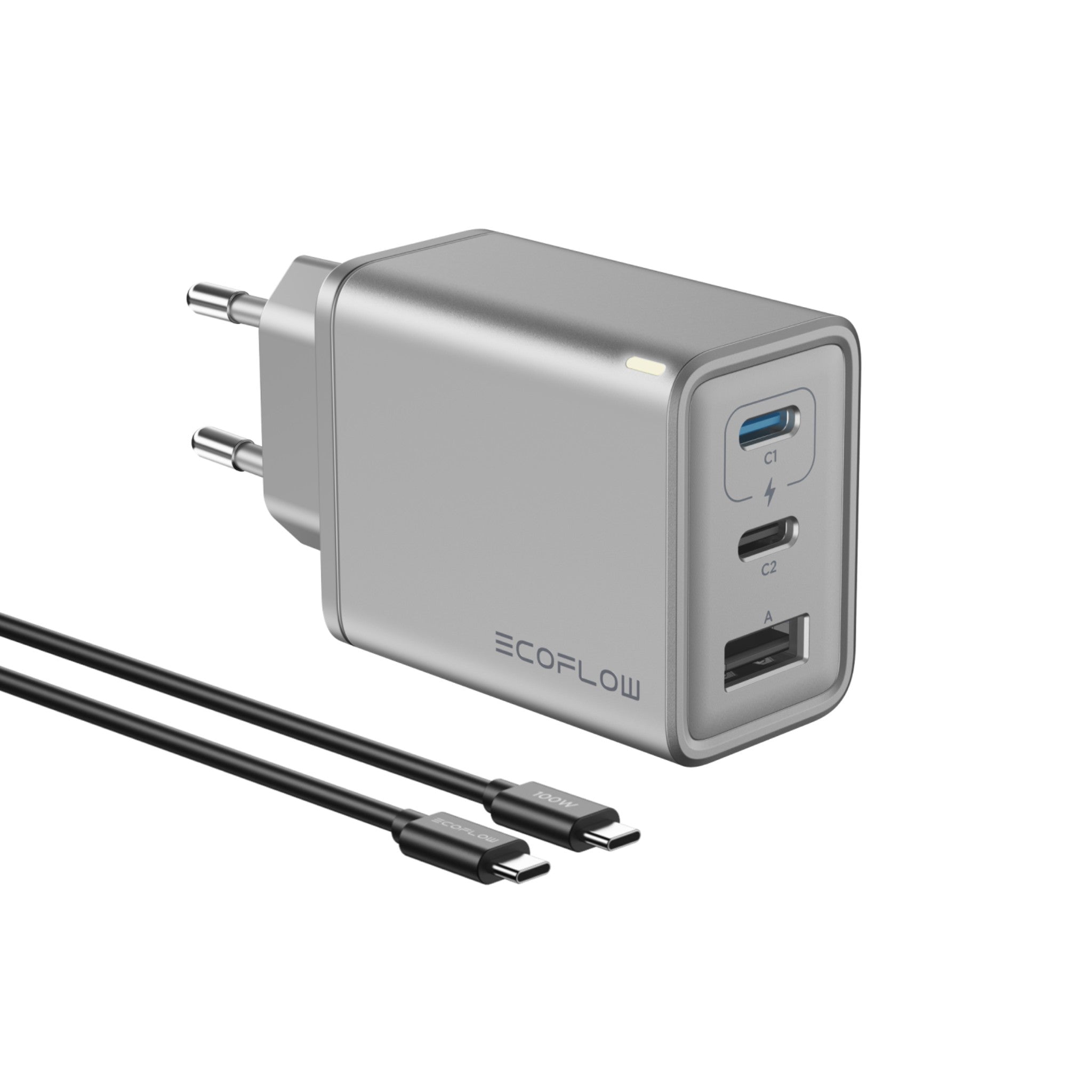 EcoFlow RAPID Pro – Caricatore GaN Da 100W Con 3 Porte USB, Ricarica Veloce Per Laptop E Smartphone